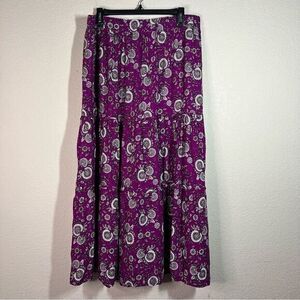 Lane‎ Bryant Purple Floral Tiered Ruffle Maxi Skirt Womens Size 14/16